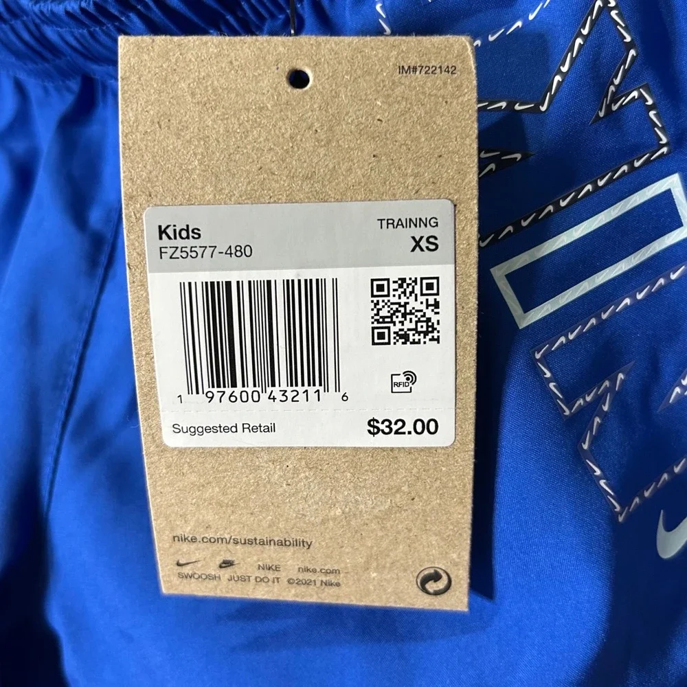 Nike Kids Training Shorts Royal Blue XS Dri-FIT Lined Running Athletic Brand New